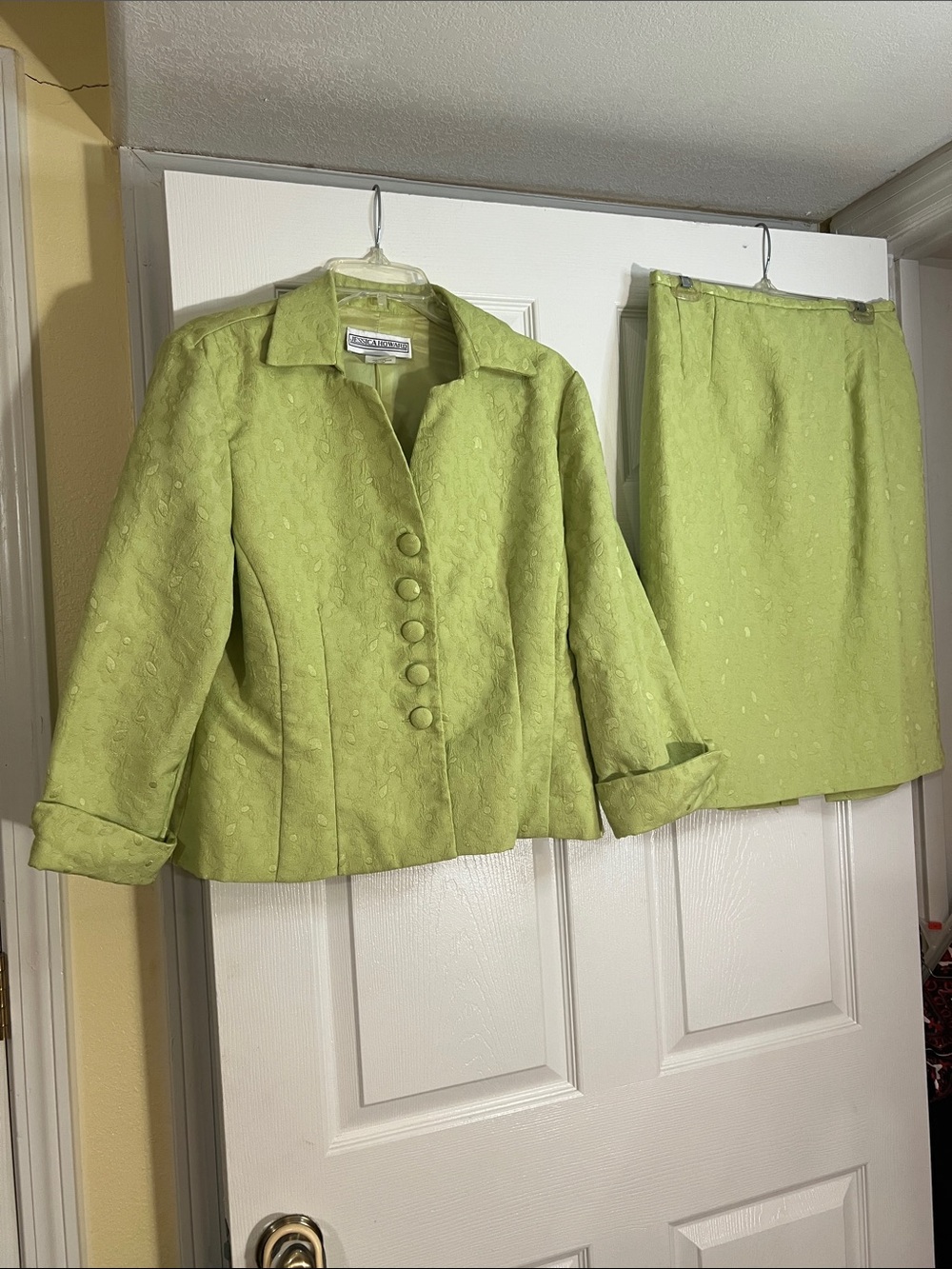 Jessica Howard Lime Green Skirt Suit Set